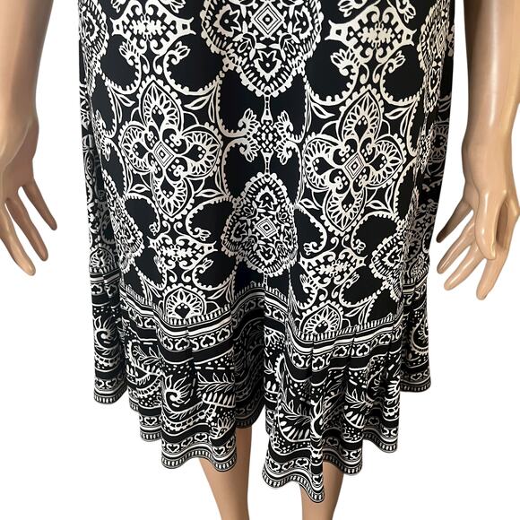 White House Black Market Dress Womens Large Black White Sleeveless Shift A-Line - Picture 5 of 11